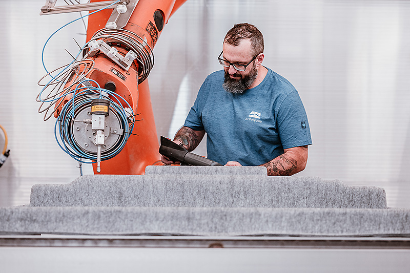 Wasserstrahlbeschnitt bei 3D Composite